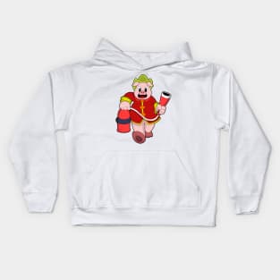 Pig as Firefighter with Fire extinguisher Kids Hoodie